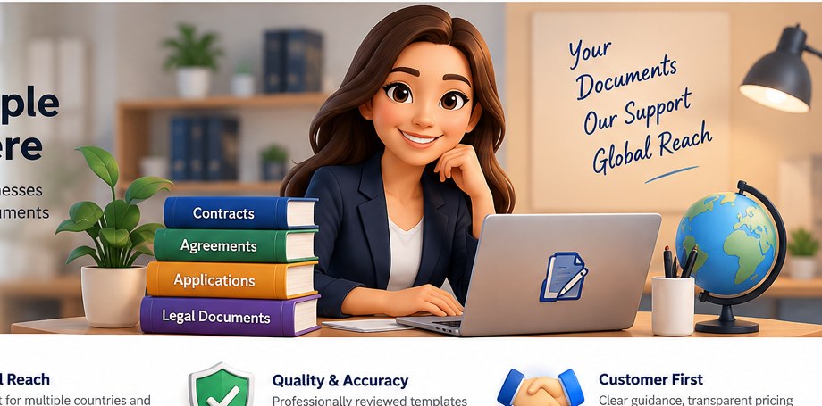 Three-dimensional illustration of a professional document support team in a global office